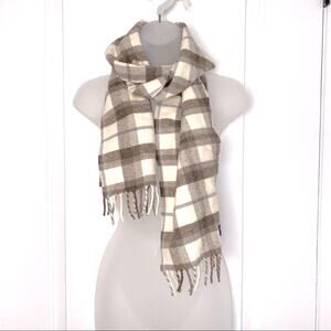 Faribault Plaid Neutrals Fringe Hem Scarf Vanilla Girl Winter
